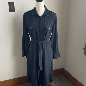 Banana Republic Black Petite Shirt Dress with Tie Waist